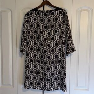 Milly Black and White Hexagon Dress